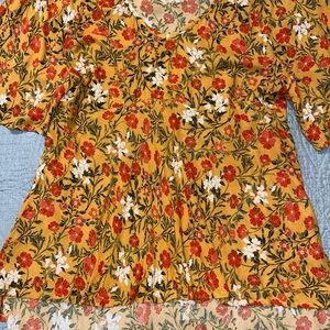 Rachel Zoe Yellow Floral Blouse size large